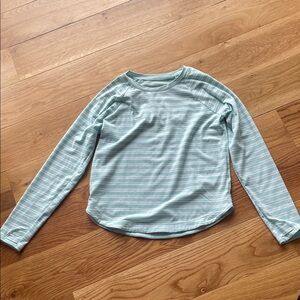 Athleta Girls' Light Teal Striped Long-Sleeve Top
